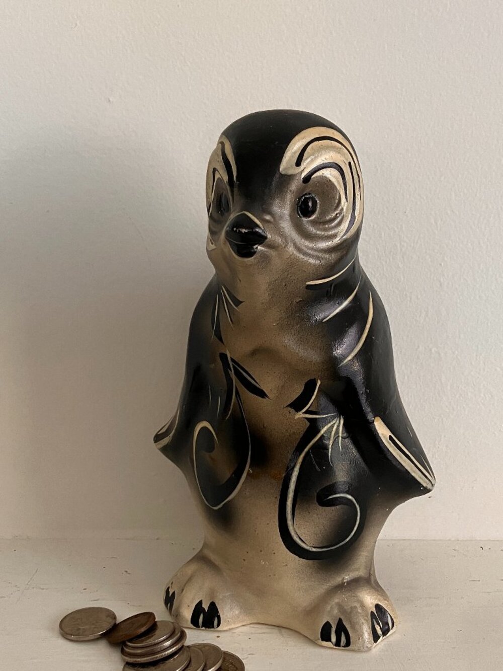 Vintage Chalkware Penguin Coin/Piggy Bank 1950's